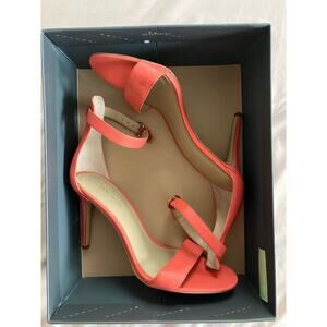 Ann Taylor Elly Leather Stiletto Heeled Sandals Bright Calypso Like New Size 7